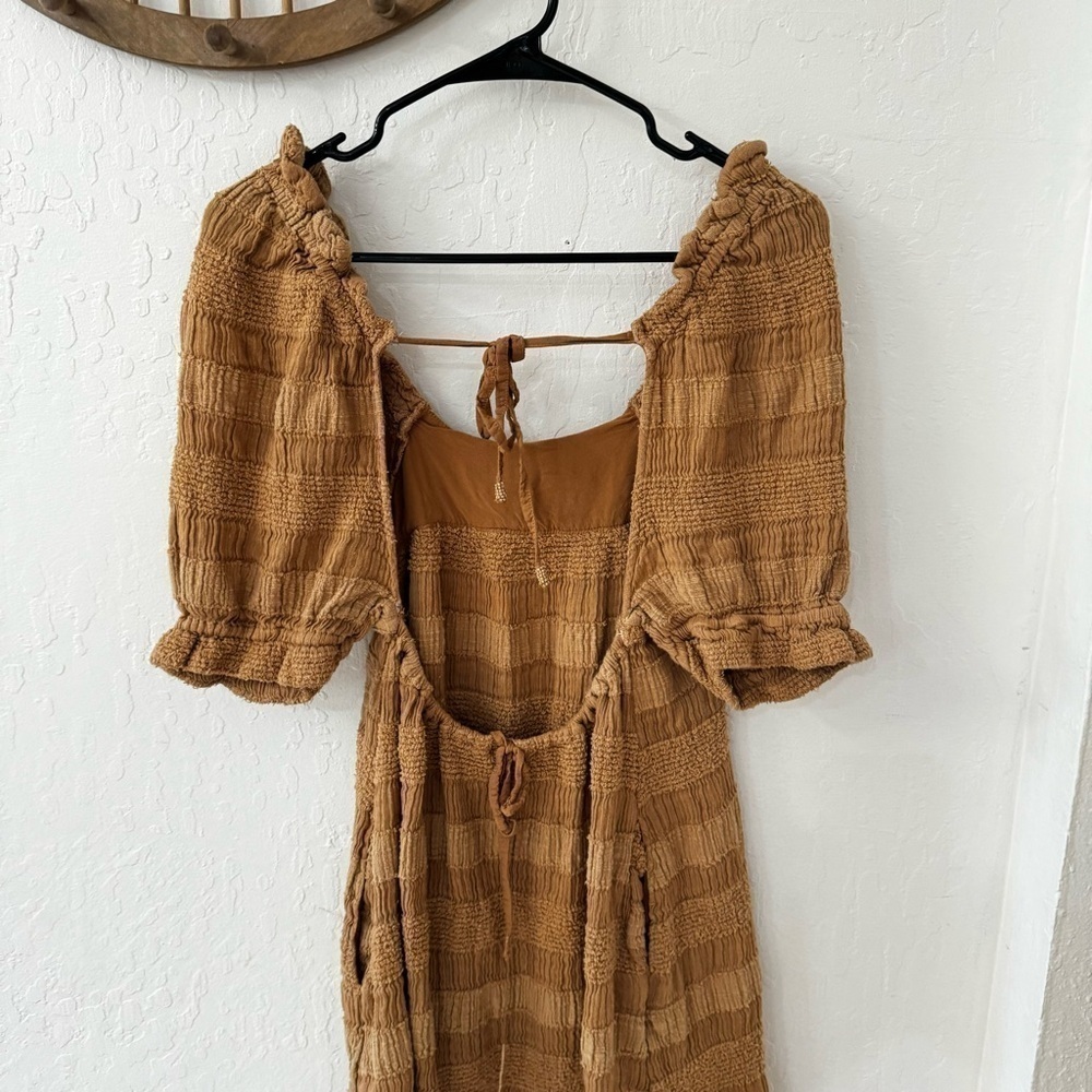 Free People Bask in the Sun Tunic Babydoll Textures Open Back Dress XS - Picture 11 of 14
